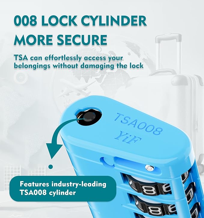 ANVIL 4 Digit Luggage Locks, TSA Locks for Luggage, Advanced TSA008 core, Alert Indicator for Your Travel Lock, Suitcase Lock.(3, 3 Colors)