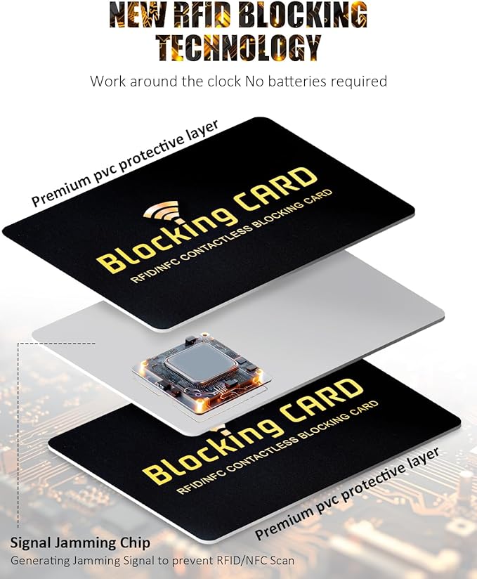 RFID Blocking Card 10 pack,One Card Protects Entire Wallet,RFID/NFC Contactless Bank Debit Credit Card Protector ID ATM Guard Card Blocker,Smart Slim Design Perfectly Fits in Purse–Black