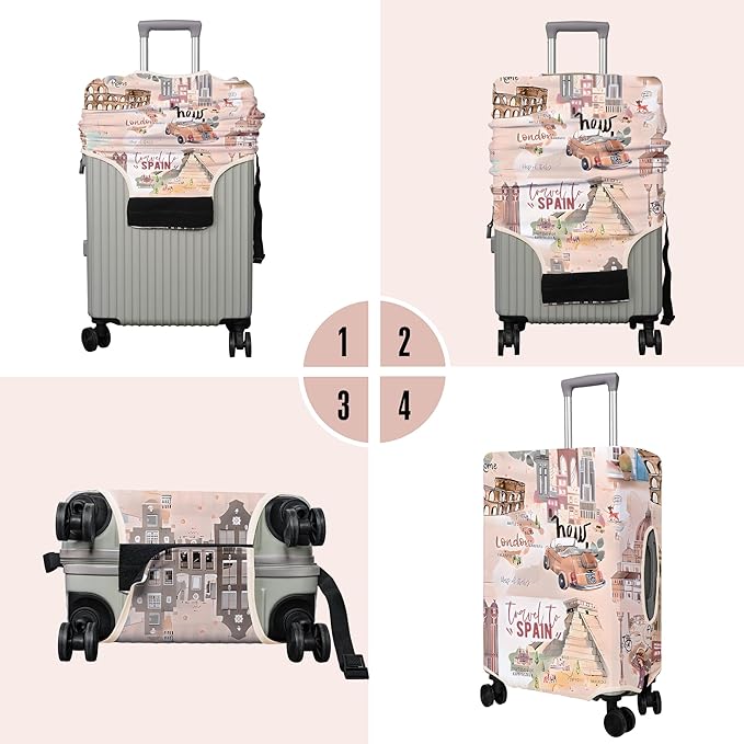Travel Luggage Cover Suitcase Protector Fits 18-32 Inch Wheel Covers PatternedTravel Related Items Flower Luggage Protector Elastic XL