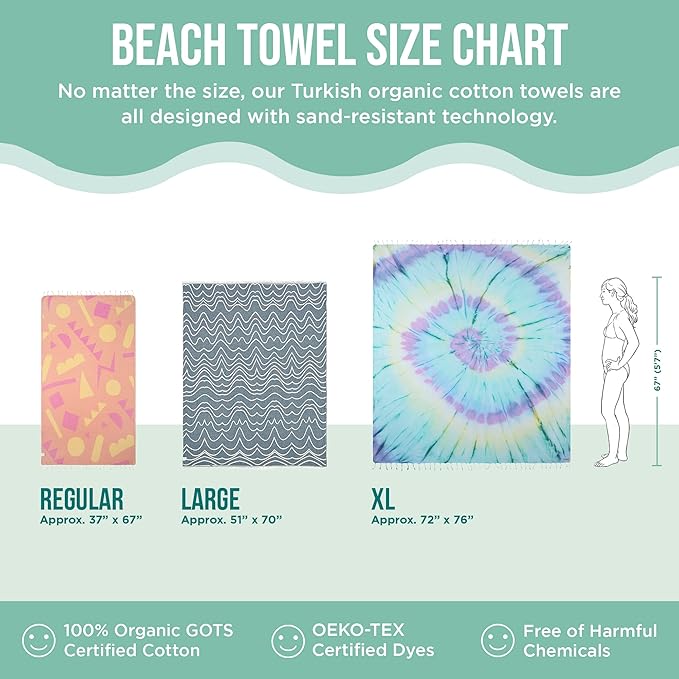 Sand Cloud Extra Large Turkish Beach Towel - Sand Free - 100% Organic Turkish Cotton Yarn - Quick Dry Towel for Beach, Picnic, Blanket or Bath - As Seen on Shark Tank - Marine Life (Whale Fin)