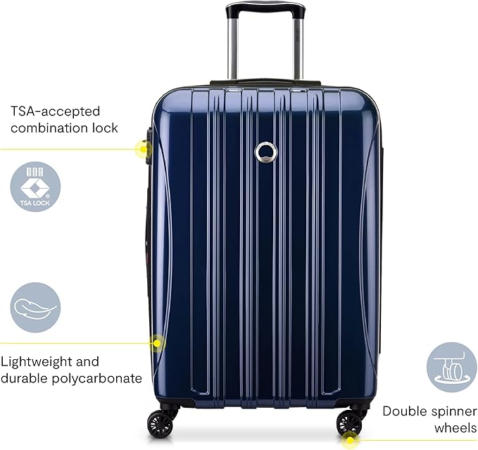 Delsey Luggage Aero 3 Piece Set (21"/25"/29") Spinner Suitcase (Platinum)