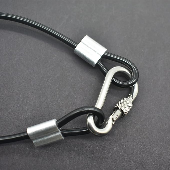 10 pcs 2mm Wire 12 inch Vinyl Coated Stainless Steel Cable with Loops Short Wire Rope Lanyard Lock Security Chain Link for Outdoor Gates,Black(2mm x 12inch)