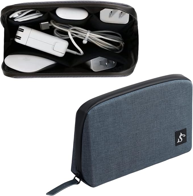 Electronic Organizer Travel Case – Waterproof Cable Bag for Cord, Charger, Hard Disk, Power Bank – Small Tech Storage for Travel, Backpack, Business Trip, Airplane