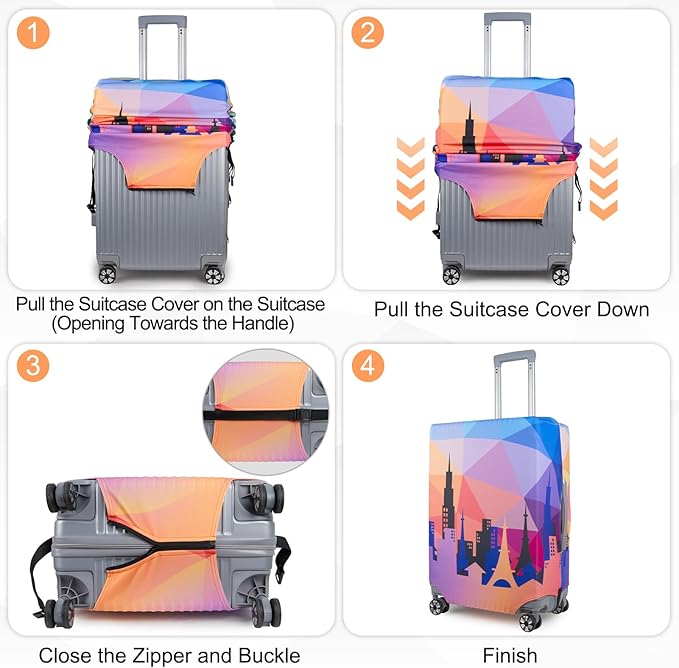 Pink Dino Suitcase Luggage Cover, Thick Suitcase Cover for Carry on Luggage Protector Fits 18-30 Inch Case