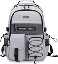 Lohol Multi-Pocket Backpack with 15.6 inch Laptop Compartment, Water Resistant Bookbag for School College and Travel (Grey