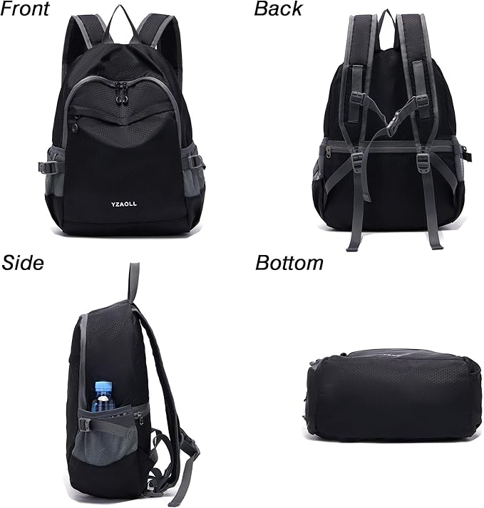YZAOLL Small Lightweight Packable Hiking Backpack, 20L Hiking Backpack Day Pack for Women Men Travel Camping Vacation,Black