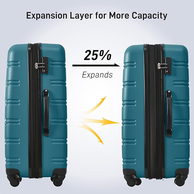 Merax Luggage sets of 13 Piece 16 20 20 28 IN Carry on Luggage Hard Case Green Luggage Expandable Checked Luggage Suitcase Set with Wheels