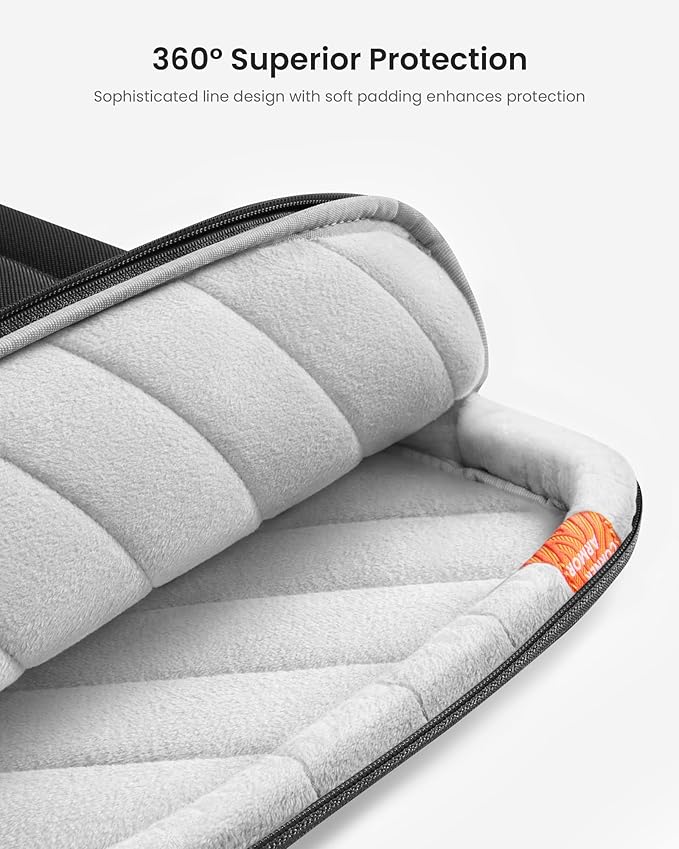 tomtoc 360° Protective Laptop Sleeve for 13.5-14.4 Inch Surface Laptop 6/5/Studio 2/1, Surface Book, Water-Resistant Shockproof Carrying Case Bag for Acer Aspire/Swift, ASUS Vivobook/Zenbook 14, Black