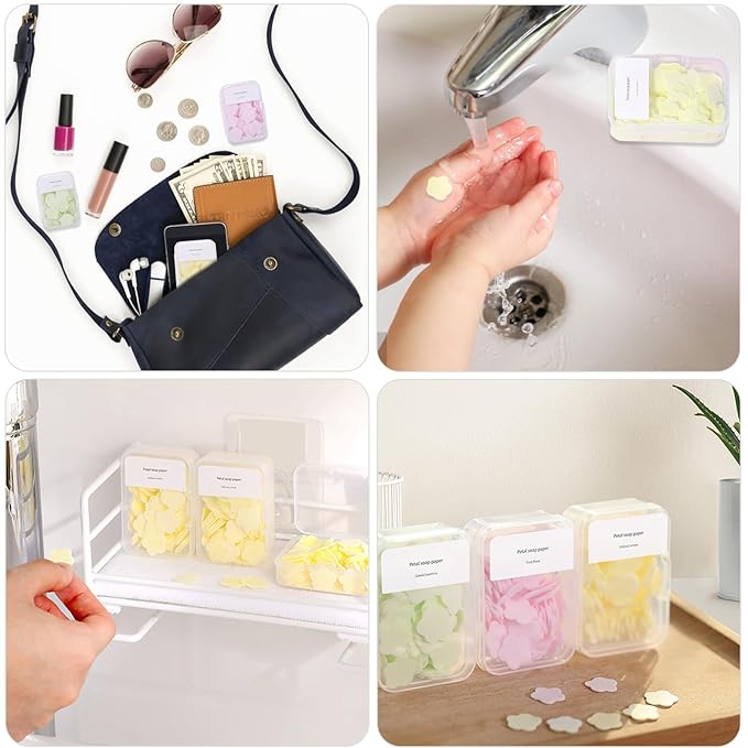 300pcs Portable Hand Washing Soap Sheets, Scented Mini Soap Sheets, Disposable Soluble Soap for Outdoor Travel, Camping, Hiking (Pink)