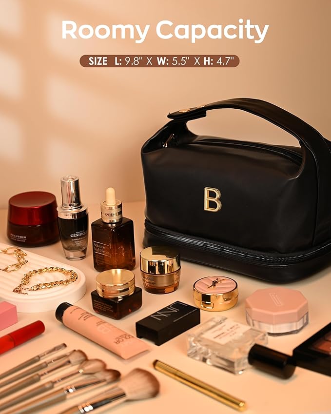 Womens Gifts, Personalized Makeup Bag with Handle, Party Gift Ideas Cosmetic Bag with Makeup Brush Organizer, Travel Toiletry Bag, Gifts for Friends Female Mom, Teen Birthday Gifts