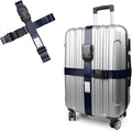 Travel Inspira Luggage Straps - TSA Approved Travel Luggage for Suitcases, Adjustable Suitcase Belt Spot Luggage, Personalized Tags Name ID Card (Navy Blue)