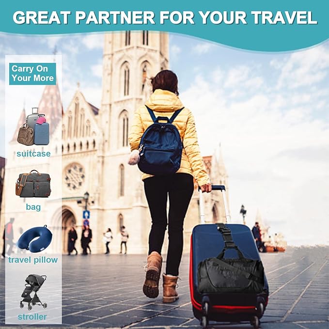2Pack Luggage Straps for Suitcases, Travel Connector for Carry On Bag, Add Bag to Connect Two Suitcases, Adjustable Belt Attachment Accessories for Connect Your 3 Luggages, Yellow