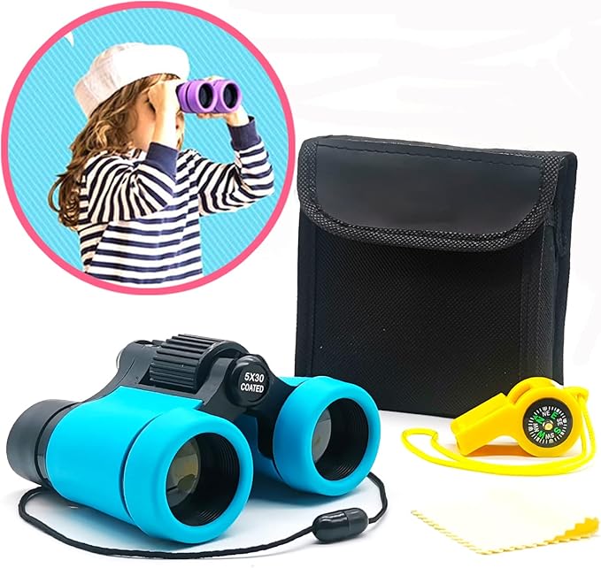 Kids Binoculars Best Gifts for 3-12 Years Boys Girls High-Resolution Optics Shockproof Mini Compact Binocuolar Toys Folding Small Telescope for Bird Watching Camping Outdoor Play