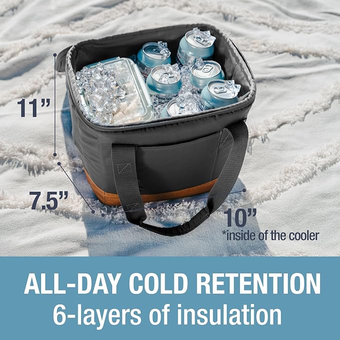 CleverMade Collapsible Insulated Cooler Bag – Leakproof Soft Folding Cooler for Beach, Travel, Car