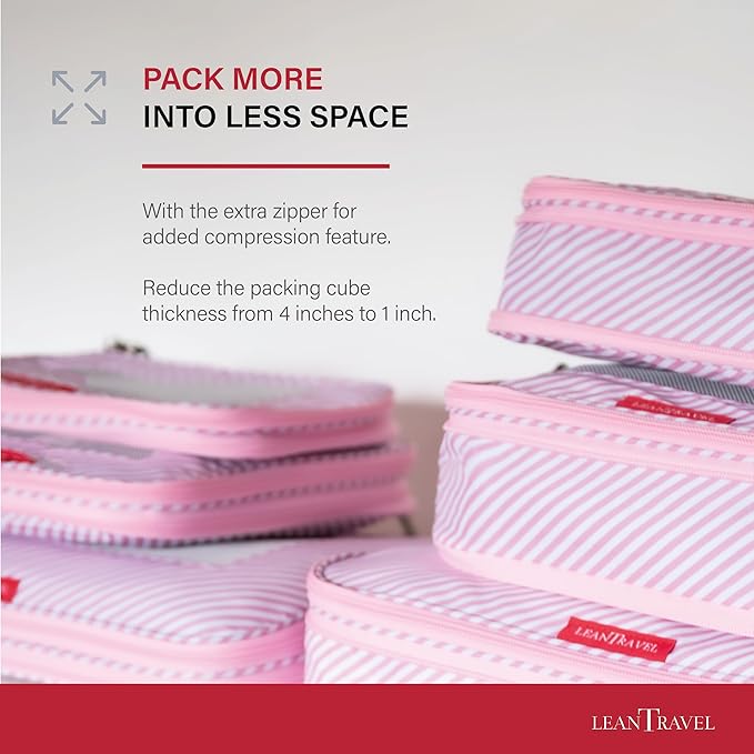 Compression Packing Cubes for Travel Organizers with Double Zipper, LeanTravel