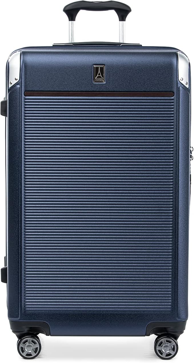 Travelpro Platinum Elite Hardside Expandable Checked Luggage, 8 Wheel Spinner, TSA Lock, Hard Shell Polycarbonate Suitcase, True Navy Blue, Checked Large 28-Inch
