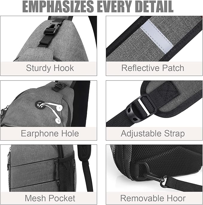Crossbody Bags for Women Men Trendy Sling Bag Bakpack Casual Chest Bag with Convertible Shoulder Strap