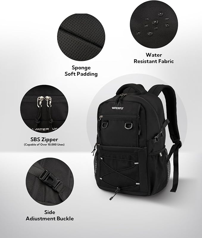 WATERFLY Travel Hiking Casual Backpack: 22L Lightweight Everyday Outdoor City Daypack College Bookbag for Woman Man