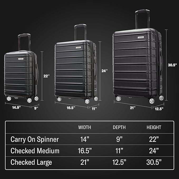 Samsonite Omni 2 28-Inch Large Checked Hardside Luggage with 360° Spinner Wheels - Scratch Resistant Hardshell - TSA Lock - Expandable Polycarbonate Shell for Lightweight Travel - Artic Silver