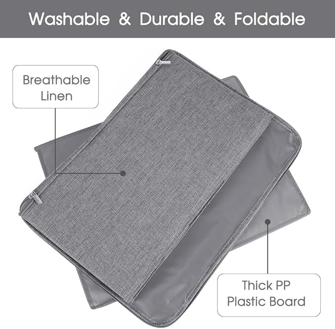 ANMINY Storage Bins with Zipper Lids 13 Qt Lidded Fabric Storage Boxes Baskets Cubes with Handles Collapsible Washable Cotton Linen Closet Shelf Clothes Organizer Containers - Gray, Small