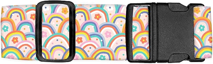 Luggage Straps for Suitcases Travel Belt Accessories, Cute Suitcase Strap, Adjustable Luggage Belt Strap, Heavy Duty with Quick-Release Buckle Luggage Strap Cute Colorful Rainbow