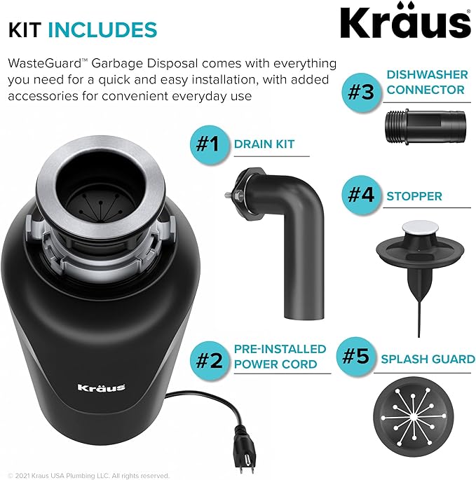 KRAUS Kore Workstation 27-inch Undermount 16 Gauge Stainless Kitchen Sink, Single Bowl Kitchen Sink with 3/4 HP Garbage Disposal, KWU110-27-100-75MB