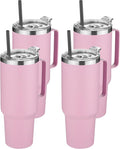 HASLE OUTFITTERS 40 oz Stainless Steel Tumbler with Handle, Vacuum Insulated Tumblers Bulk, Reusable Double Wall Travel Coffee Mug, Durable Powder Coated Water Bottle(Pink, 4)