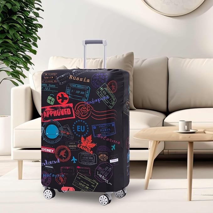Luggage Cover Suitcase Cover Suitcase Protector Fit 26-28 Inch Luggage (Go travel world -L)