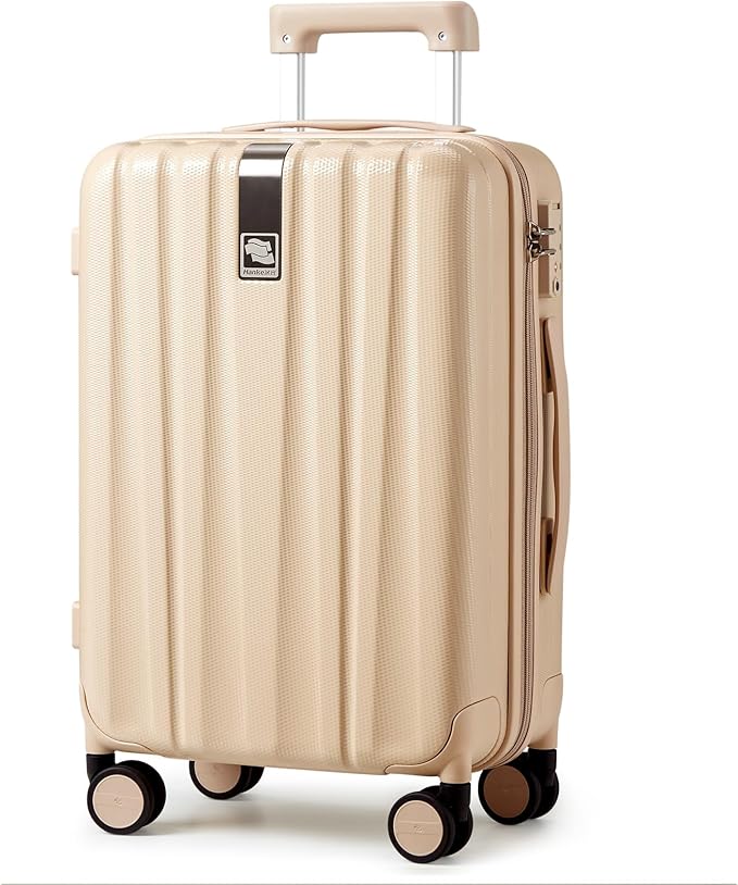 Hanke 29 Inch Luggage Suitcases With Spinner Wheels Lightweight PC hardside Rolling Suitcase With Travel Lock, Checked-Large 29-Inch（Cuba Sand）
