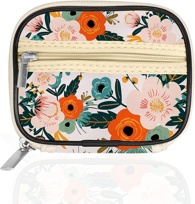 Serfeymi Weekly Travel Pill Organizer Case for Purse with Removable 7 Day Pill Box, Fashionable Pill Container for Medicine, Vitamin, Supplement - Bloom 01