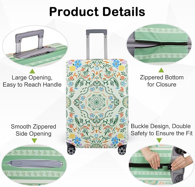 Pink Dino Suitcase Luggage Cover, Thick Suitcase Cover for Carry on Luggage Protector Fits 18-30 Inch Case
