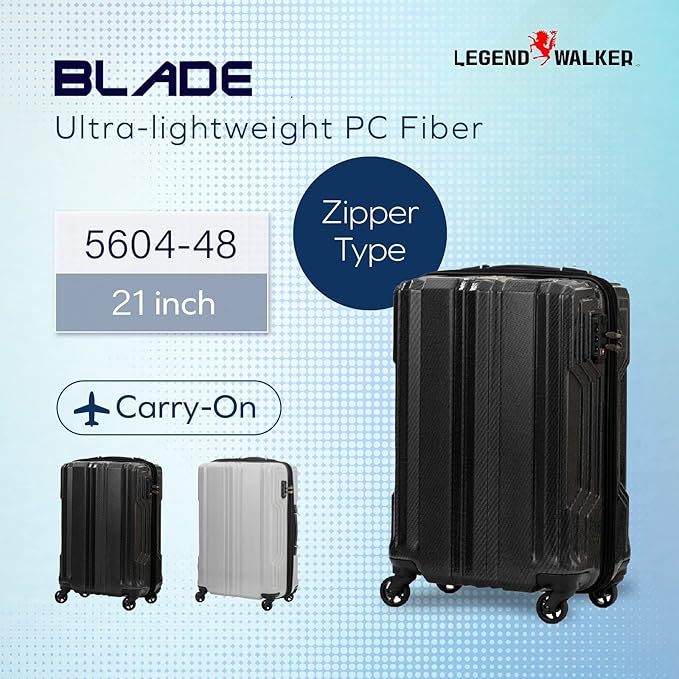LEGEND WALKER BLADE-Ultralight PC Fiber Luggage, 21-inch, White Carbon, 5604-48-WHCB