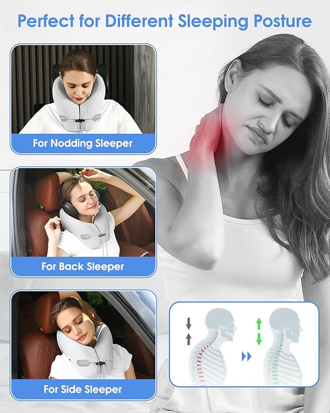 Travel Pillow, Neck Pillow Airplane, Plane Pillow Memory Foam Travel Neck Pillow with 360° Head and Neck Support, Portable Travel Essential Suitable for Airplane, Car, Train, or Bus Trip