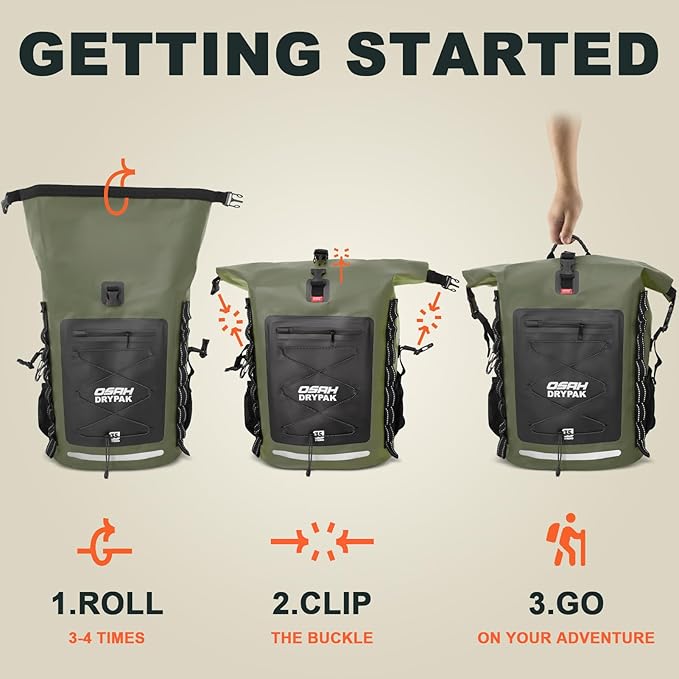Waterproof Backpack Dry Bag 35L/55L/85L – Heavy Duty Roll-Top Hiking Backpack for Travel, Kayaking, Boating, Camping, Rafting and Fishing