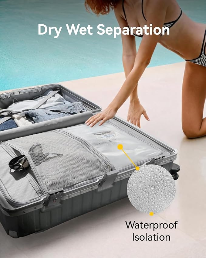 LUGGEX Carry On Luggage with Spinner Wheels, 20 Inch Aluminum Frame Zipperless Polycarbonate Hard Shell Suitcase, Silver