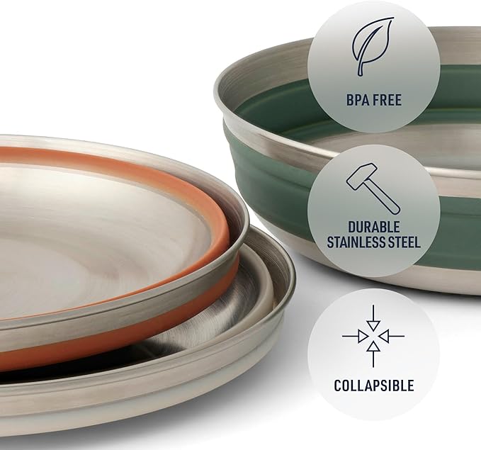Sea to Summit Detour Stainless Steel Collapsible Bowl, Large (31 fl oz), Beluga Black