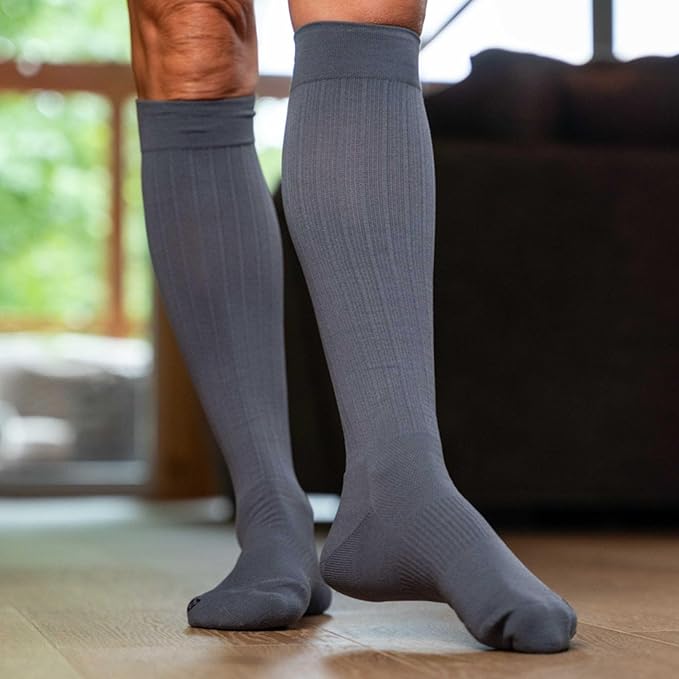 Medical Grade Compression Socks for Men & Women 15-20 mmHg by OrthoSleeve (Blue Argyle, X-Large)