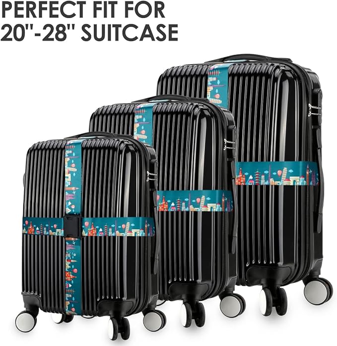 Adjustable Travel Luggage Strap Suitcase Belt Travel Bag Accessories 1.96 in W x 6.23 ft L