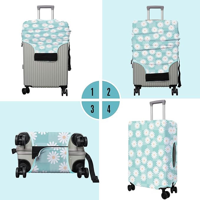 Travel Luggage Cover Suitcase Protector Fits 18-32 Inch Wheel Covers PatternedTravel Related Items Flower Luggage Protector Elastic S