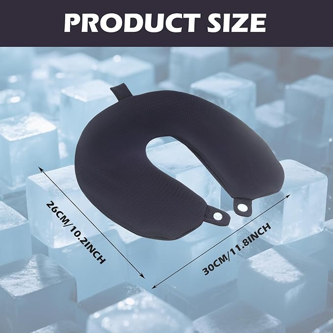 Travel Neck Pillow Cover, Neck Pillow Case with Zipper, Cooling, Pure, Soft and Smooh, Airplane Pillow Sleep Replacementt Washable (Only Pillow Covers, no Filler)