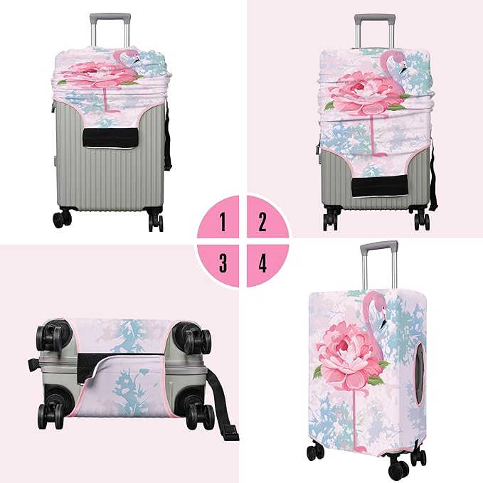 Travel Luggage Cover Suitcase Protector Fits 18-32 Inch Wheel Covers PatternedTravel Related Items Flower Luggage Protector Elastic S