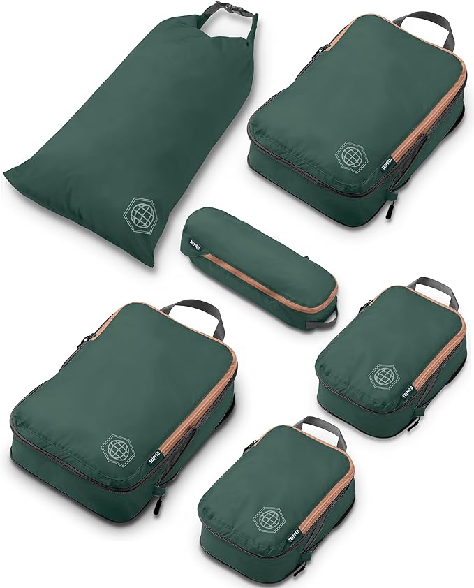 Compression Packing Cubes Set for Travel - Lightweight, Durable Clothes Organizer for Carry-On Luggage and Suitcases by TRIPPED Travel Gear