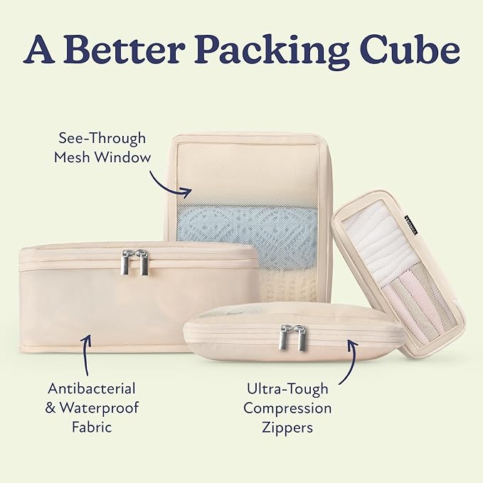 Vandel Space-Saving Compression Packing Cubes for Women, Men, Compressible Carry On Suit Case Organizer Luggage Packing Cubes for Travel Organizer Bags for Luggage and Backpacks, Suitcase Cube