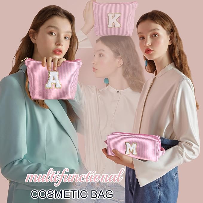 YOOLIFE Cute Makeup Bag for Women - Personalized Women Gifts Pink Makeup Pouch for Girlfriend Bridesmaid Wife | Cosmetic Travel Toiletry Bag for Her Mom | Birthday Gift Idea for Friend Female Sister N
