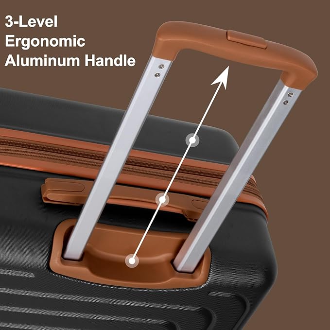 Romswi Expandable 20" Carry On Luggage,Hardshell Suitcase with Double Spinner Wheels for 20% More Space, Airline Approved Lightweight Hardside Luggage, Scratch-Resistant & YKK Zipper,Black