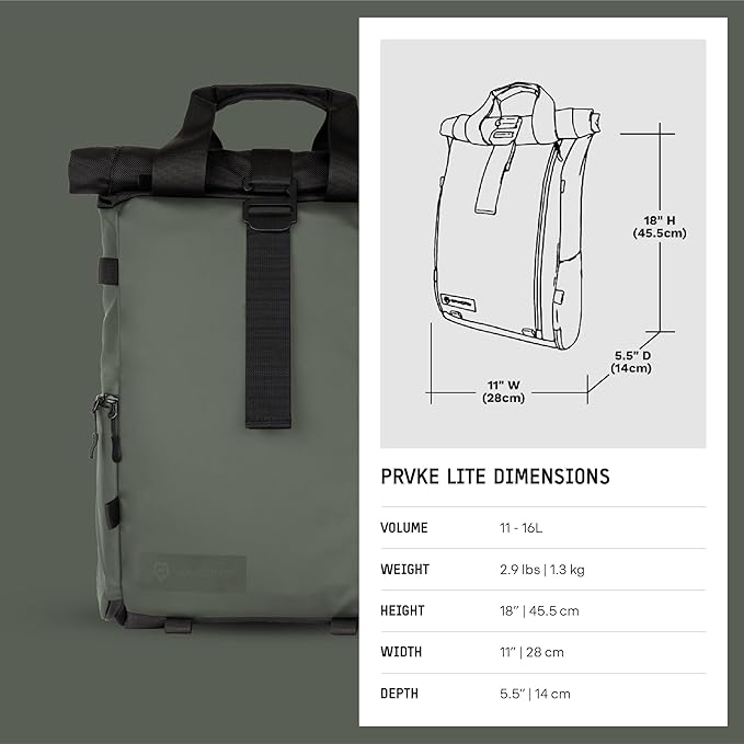 WANDRD PRVKE Lite: Weather-Resistant Travel & Camera Backpack with Laptop Sleeve, Quick Side Access, Clamshell Opening – Ideal Photography & Travel Bag