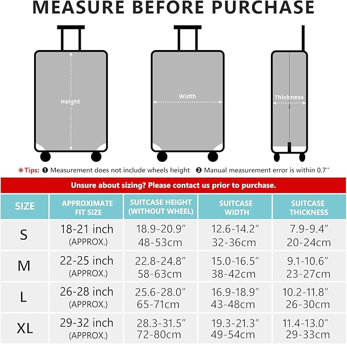 TRAVELKIN more than travel Luggage Cover Washable Suitcase Protector Anti-scratch Suitcase cover Fits 18-32 Inch Luggage