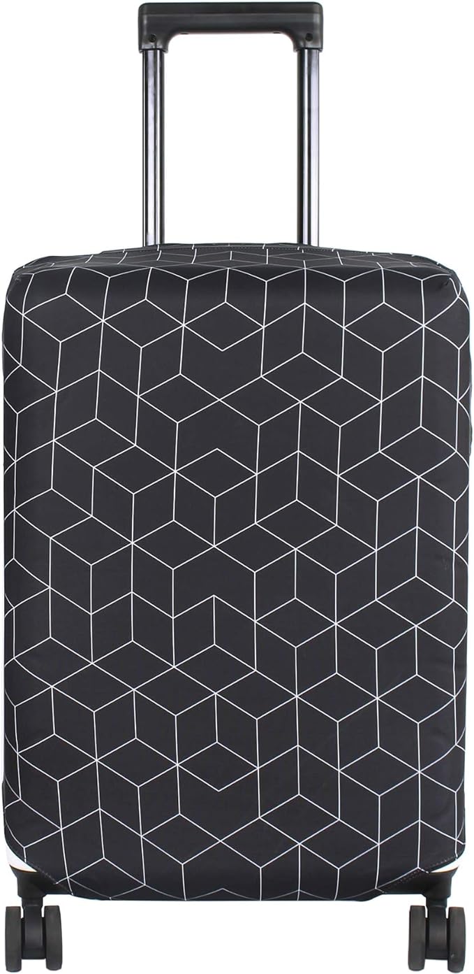 HYPER VENTURE Washable Luggage Cover - Fashion Suitcase Protector Fits 23-26 Inch Luggage (Black Maze, M)