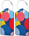 Fun Luggage Tags for Suitcases Leather Name Tag for Luggage Cute Travel Baggage Tags for Carnival Cruise Ships with Funny Patter 2pcs (Geometric Circle)