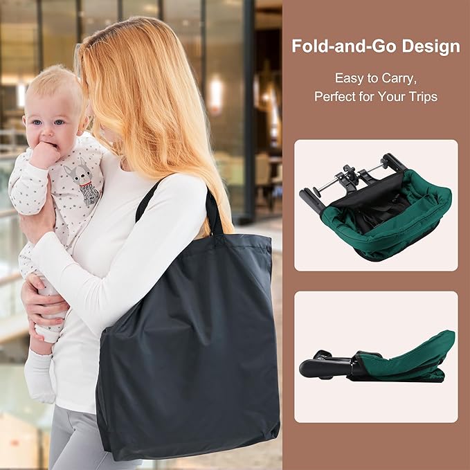 Hook On Chair, Safe and High Load Design, Fold-Flat Storage and Tight Fixing Clip on Table High Chair, Removable Seat Cushion, Attach to Fast Table Chair (Dark Green)